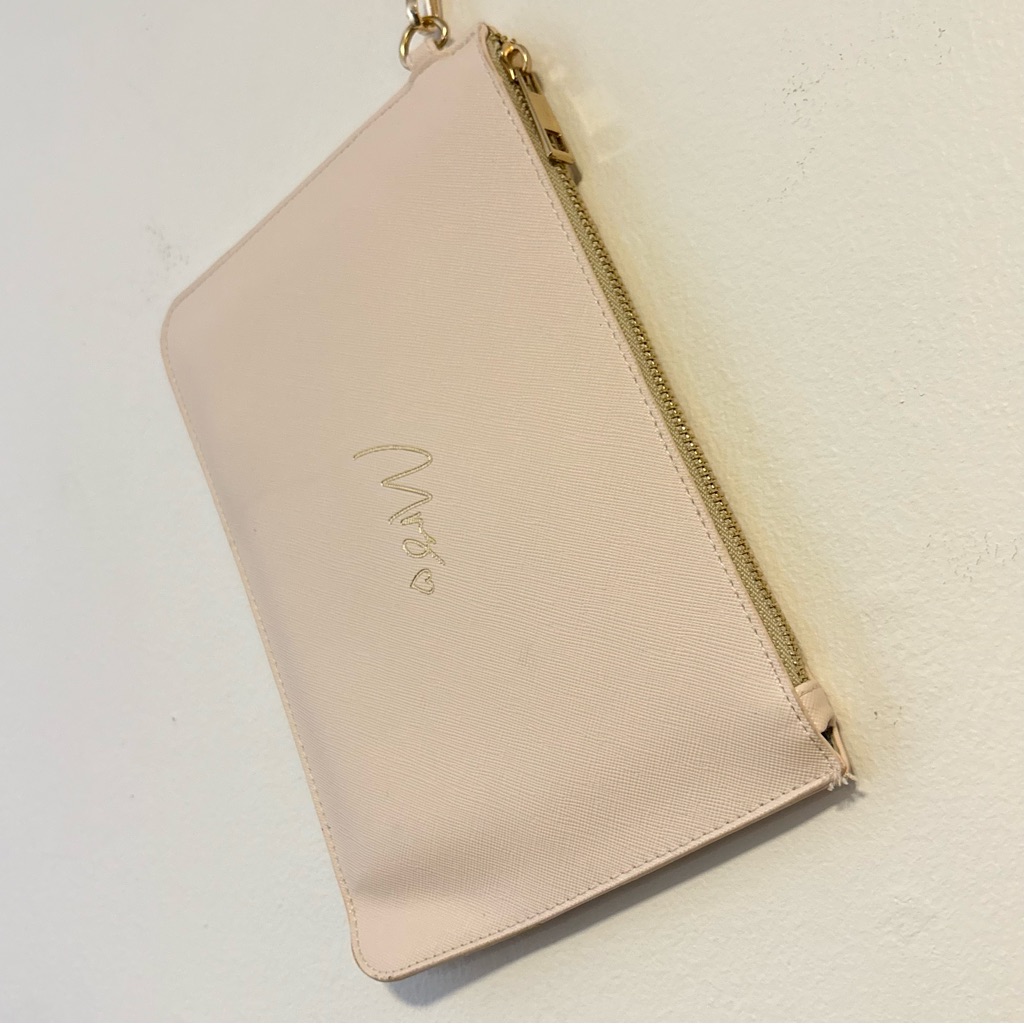 Cute Very Light Pink Clutch Purse Wristlet Mrs Bride Makeup Bag